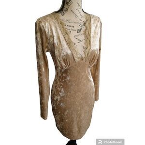 Copper closet hearts & hips lace velour dress Md Gold Y2K Fairy Cottagecore Sexy